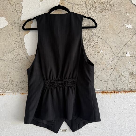 90s Guess Black Pinstripe Button Suit Vest Moto Grunge Goth Size Large NWT - Picture 6 of 8